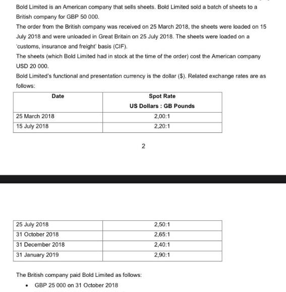 Bold Limited is an American company that sells sheets. Bold Limited sold a batch of sheets to a British