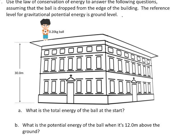 Use the law of conservation of energy to answer the following questions, assuming that the ball is dropped