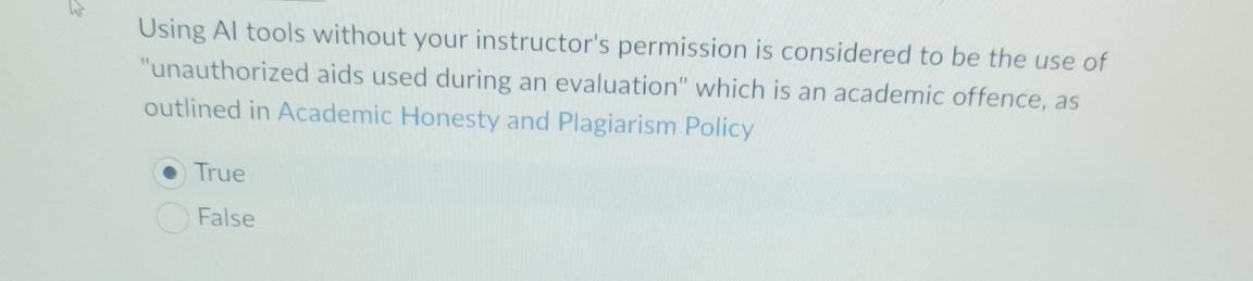 Using Al tools without your instructor's permission is considered to be the use of 