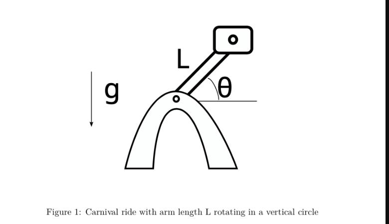 g L  Figure 1: Carnival ride with arm length L rotating in a vertical circle