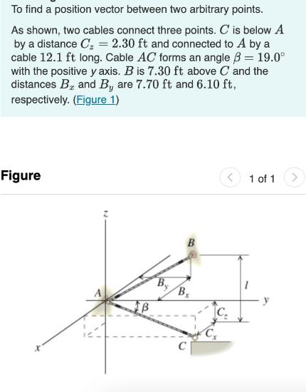 To find a position vector between two arbitrary points. As shown, two cables connect three points. C is below