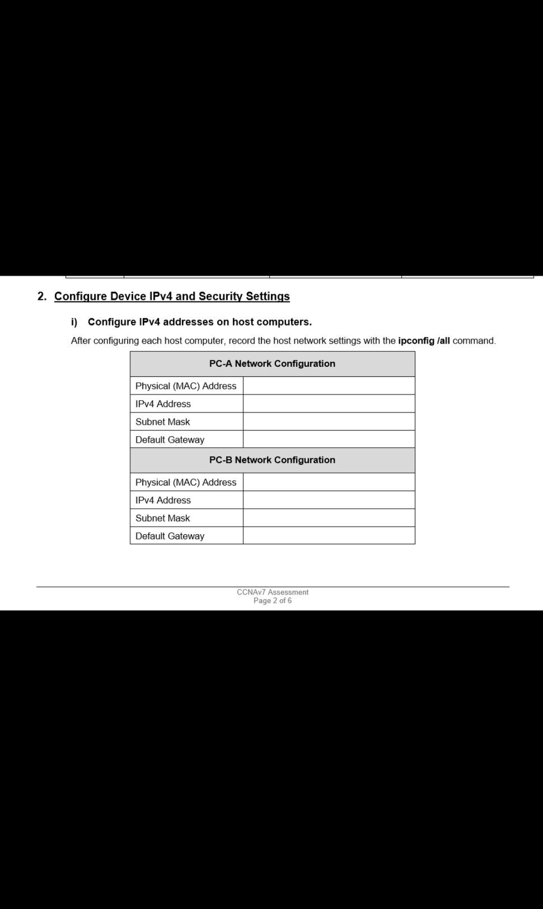 2. Configure Device IPv4 and Security Settings i) Configure IPV4 addresses on