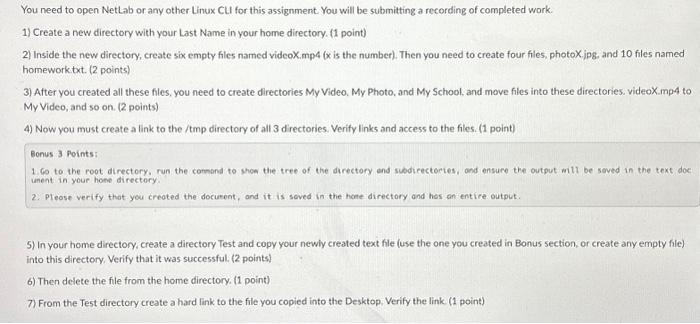 2) Inside the new directory, create six empty files named videoX.mp4 ( \( x \) is the number). Then you need to create four f