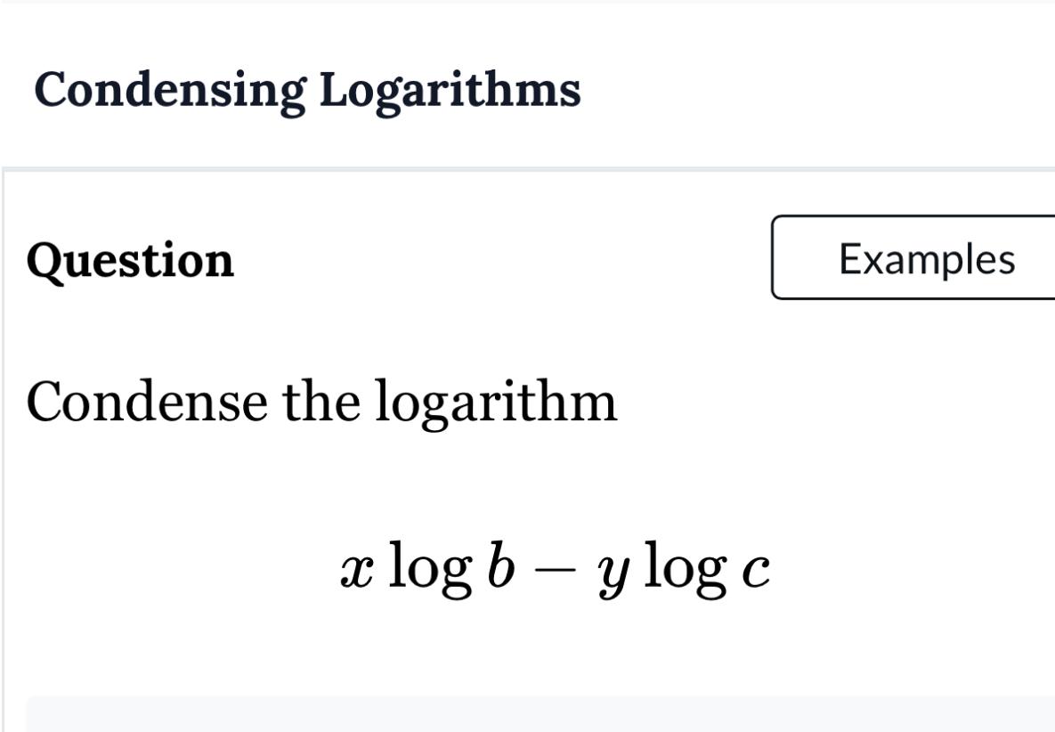 [Solved] Condensing Logarithms Question Condense T | SolutionInn