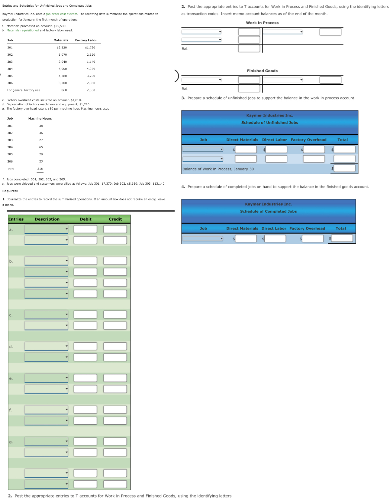 [Solved] Entries and Schedules for Unfinished Jobs | SolutionInn