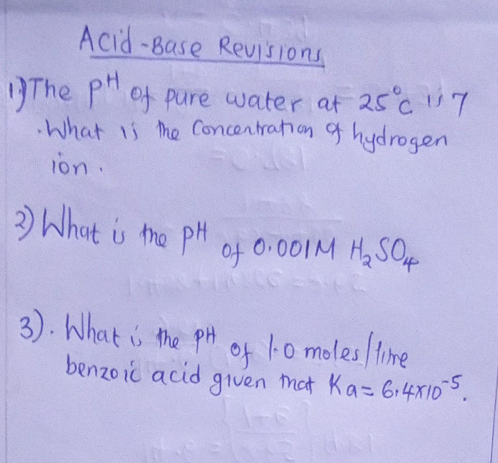 [Solved] The pH of pure water at 25C 17 What is th SolutionInn