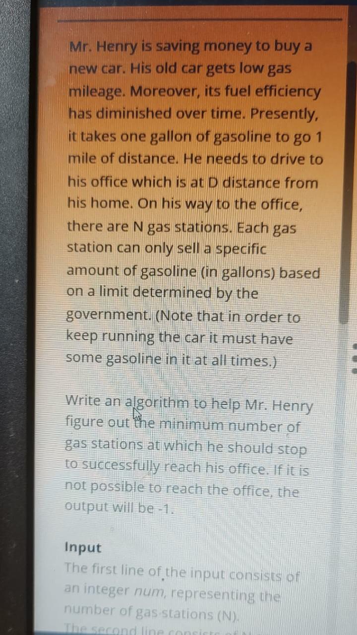Mr. Henry is saving money to buy a new car. His old car gets low gas mileage. Moreover, its fuel efficiency