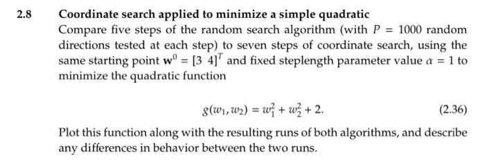 2.8 Coordinate search applied to minimize a simple quadratic Compare five steps of the random search