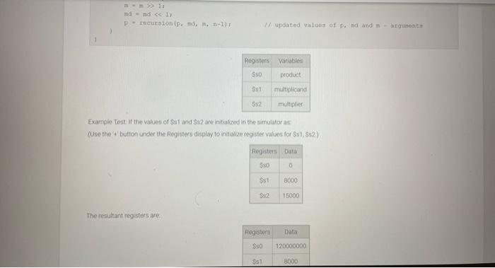 mun  1; md - md < < 1 p. recursion (p. md, m, n-1) r The resultant registers are // updated values of p, ad