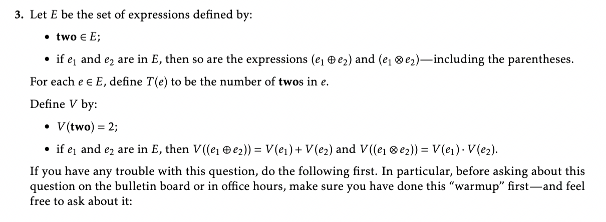 3. Let E be the set of expressions defined by:  two  E; if e and e are in E, then so are the expressions (e