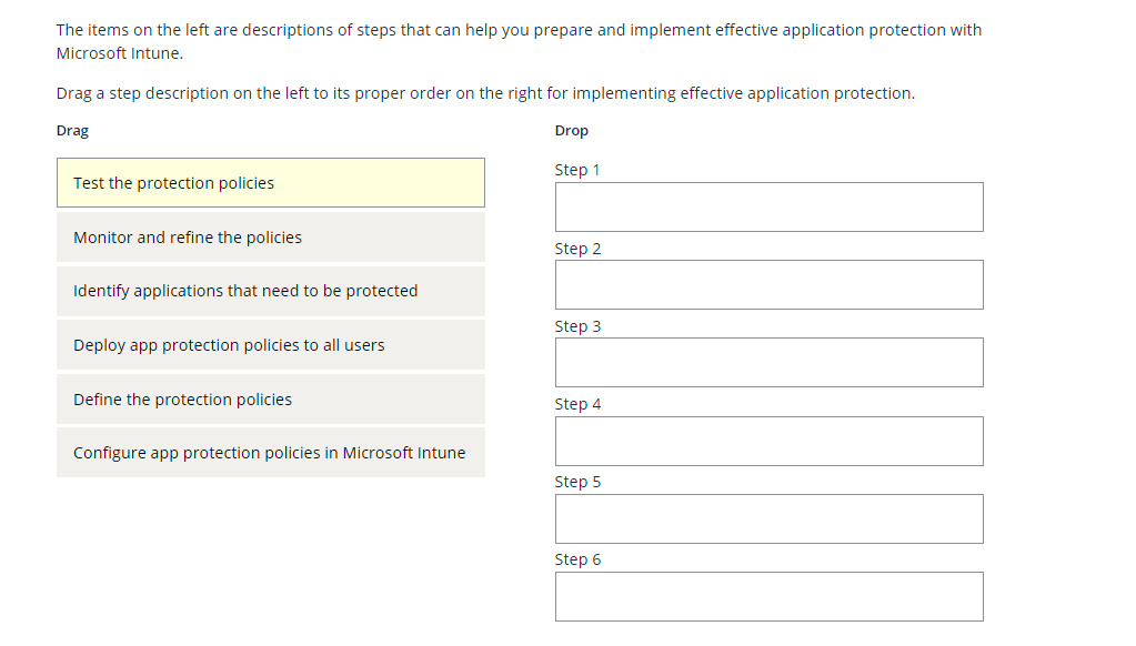 The items on the left are descriptions of steps that can help you prepare and implement effective application