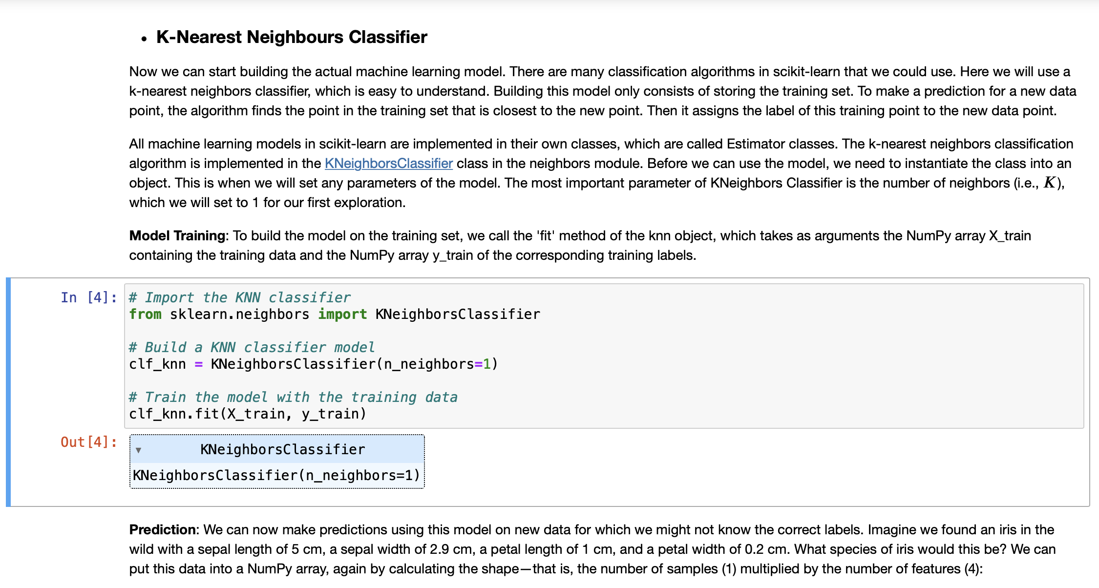 K-Nearest Neighbours Classifier Now we can start building the actual machine learning model. There are many