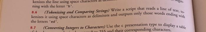 kenizes the line using space charac ning with the letter 'b'. (Tokenizing and Comparing Strings) Write a