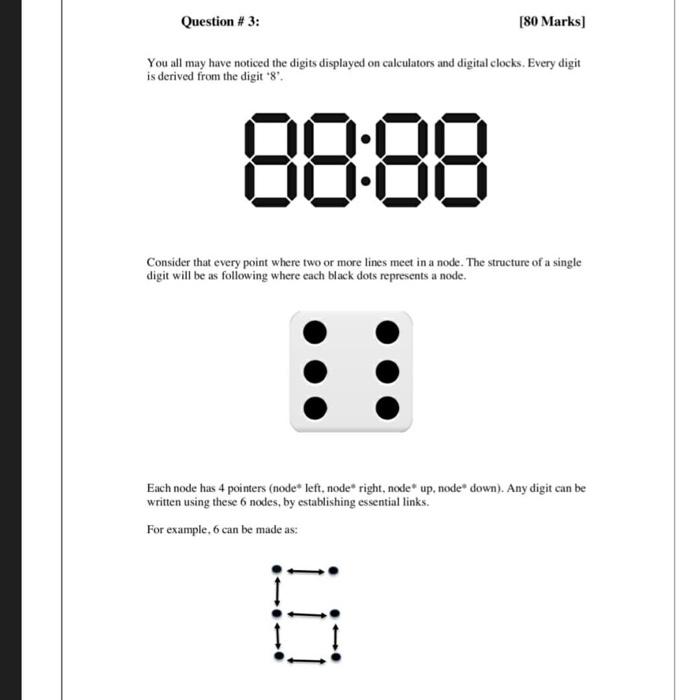 Question # 3: [80 Marks] You all may have noticed the digits displayed on calculators and digital clocks.