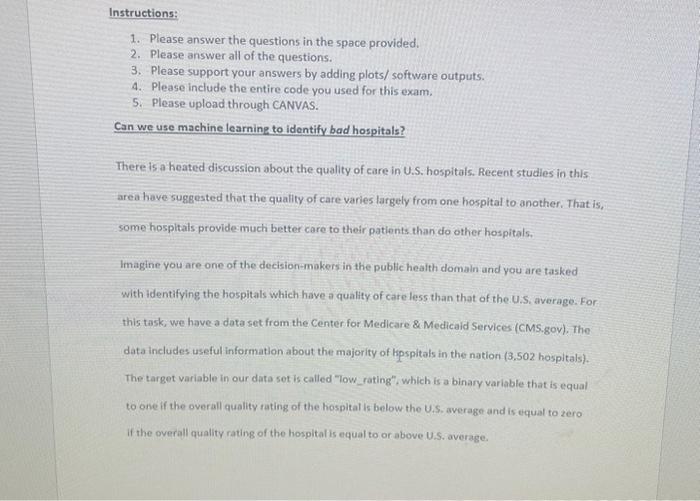 Instructions: 1. Please answer the questions in the space provided. 2. Please answer all of the questions. 3.