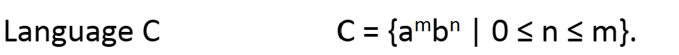 Language C C = {ambn | 0