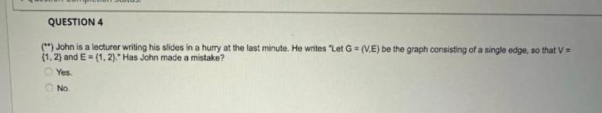 QUESTION 4 (**) John is a lecturer writing his slides in a hurry at the last minute. He writes 