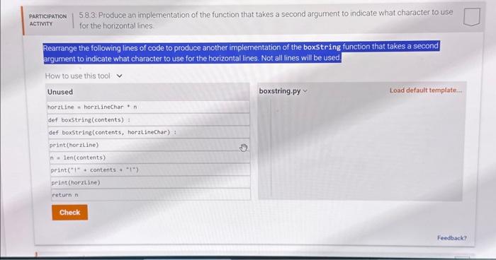 PARTICIPATION 5.8.3: Produce an implementation of the function that takes a second argument to indicate what