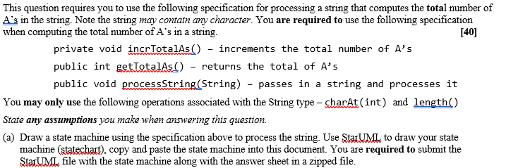 This question requires you to use the following specification for processing a string that computes the total