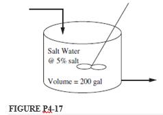 Salt Water e 5% salt Volume = 200 gal FIGURE P4-17 
