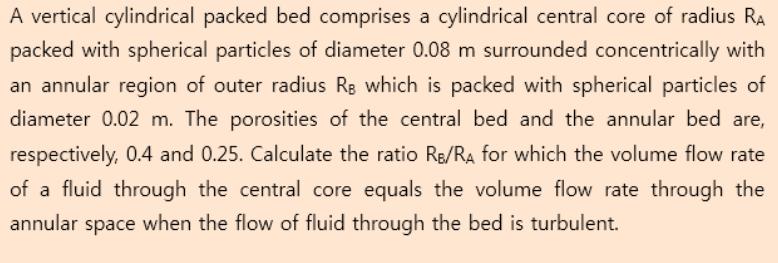 A vertical cylindrical packed bed comprises a cylindrical central core of radius