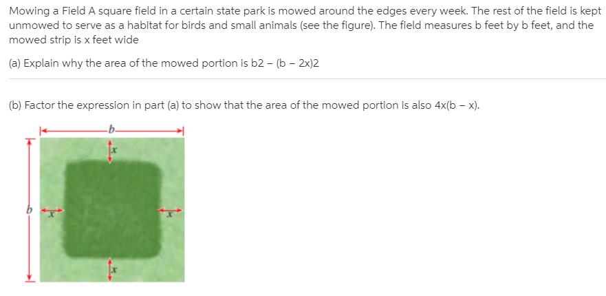 Mowing a Field A square field in a certain state park is