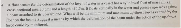 4. A float sensor for the determination of the level of water