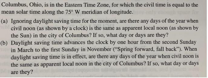 Columbus, Ohio, is in the Eastern Time Zone, for which the civil