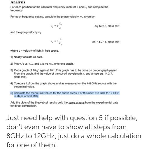 Analysis For each position for the oscillator frequency knob list and and