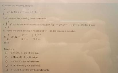 Consider the folowing integrat 2" de for nEN-(1.2.3, Now consider the totowing
