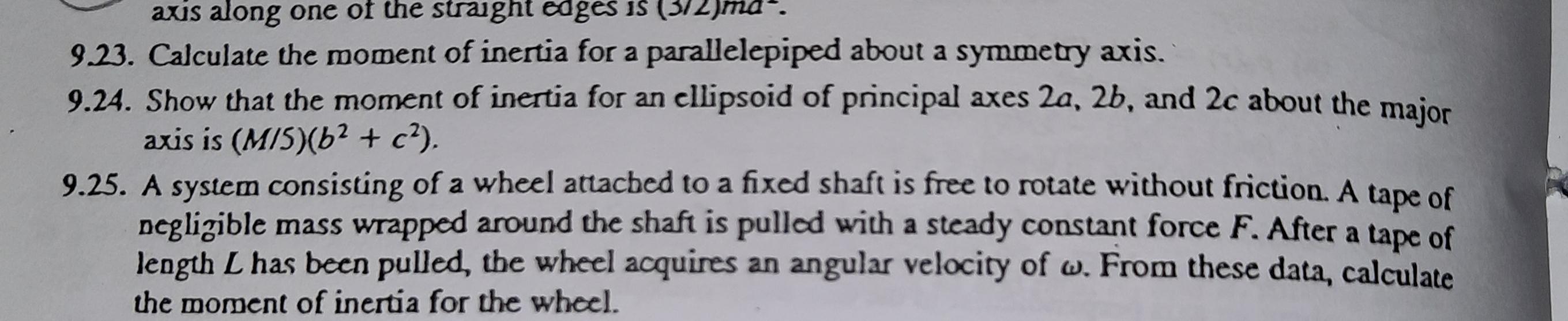 axis along one of the straight edges i (3/2 Jma 9.23. Calculate