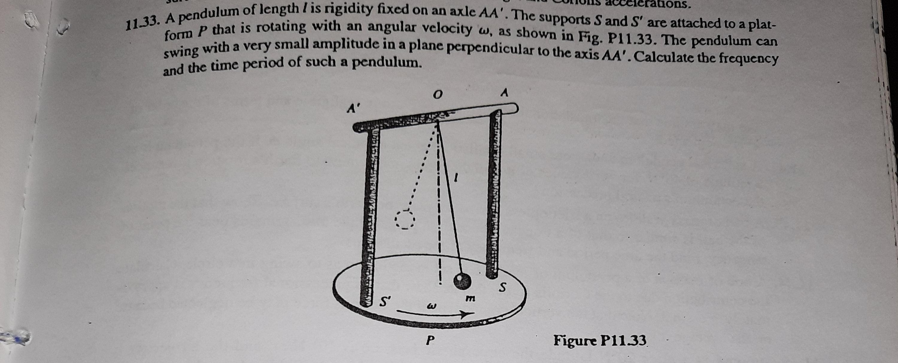 ons. 11.33. A pendulum of length I is rigidity fixed on an