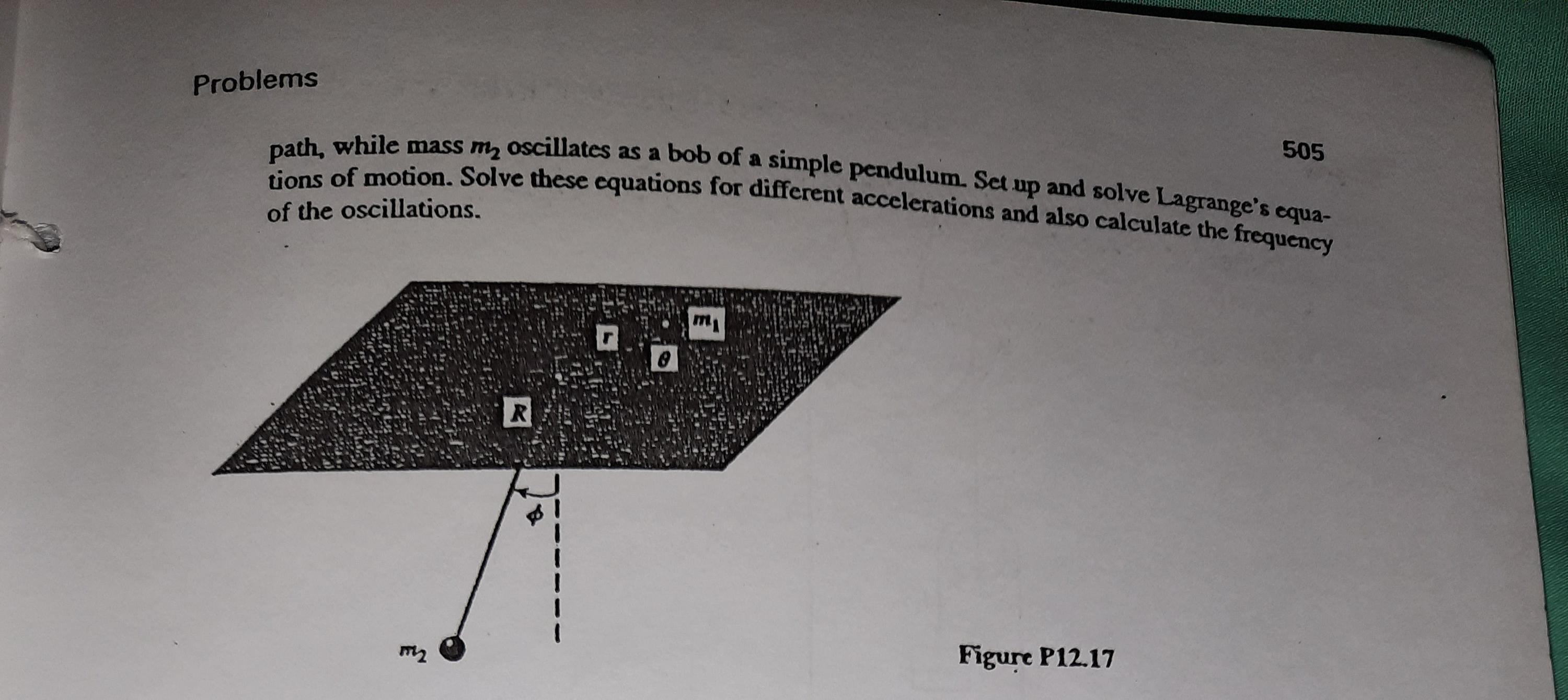 a massless cord of length / that passes through a hole in