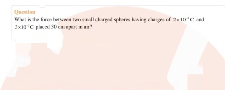 Question What is the force between two small charged spheres having charges