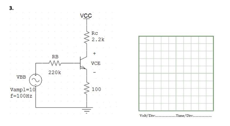 3. VCC Rc 2.2k RB VCE 220k VBB Vampl=10 100 f=100HZ Volt/Div:.