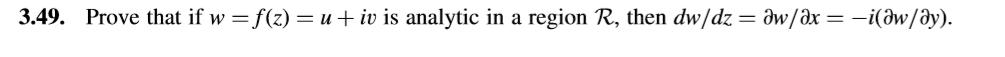 3.49. Prove that if w = f(z) = u + iv is