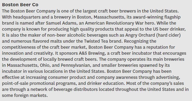 Boston Beer Co The Boston Beer Company is one of the largest craft beer brewers in the United States. With headquarters and a
