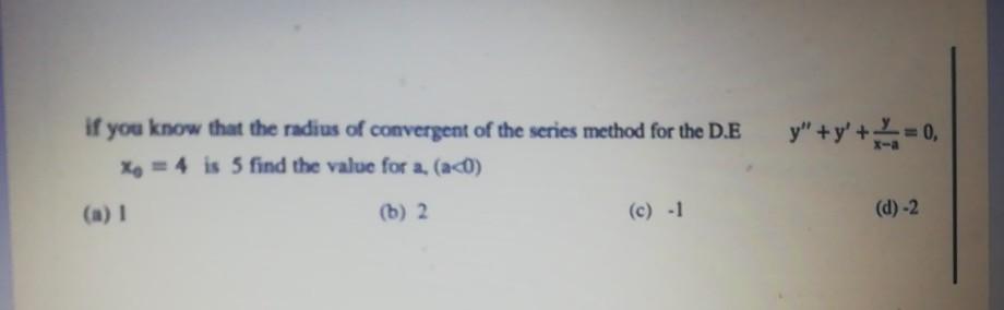 if you know that the radius of convergent of the series method