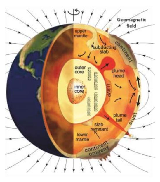 Geomagnetic field upper mantle subducting slab continent outer e core plume head inner core LAGROR 229.09.2018 19.00.0000 SVP