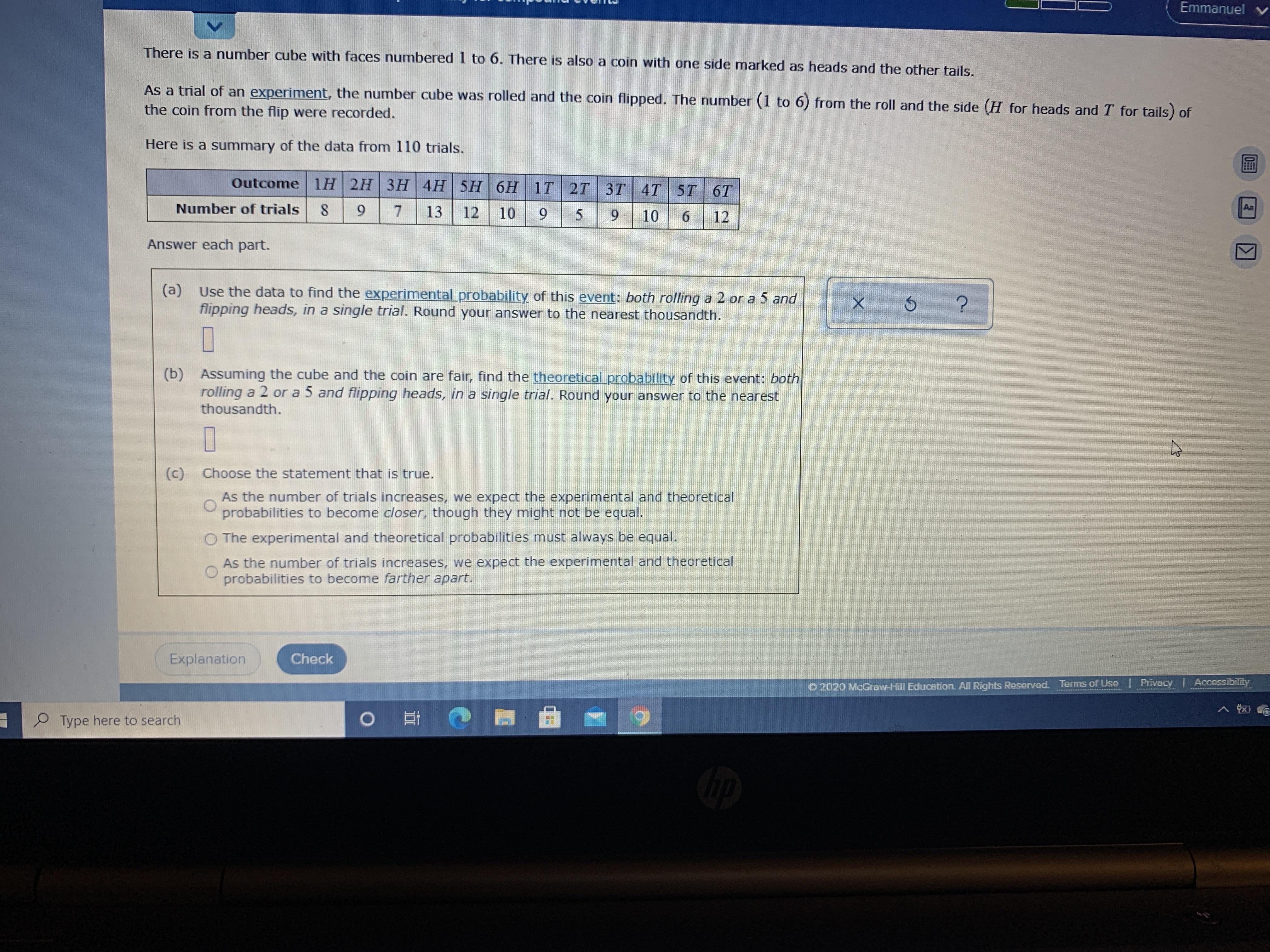 Emmanuel V There is a number cube with faces numbered 1 to