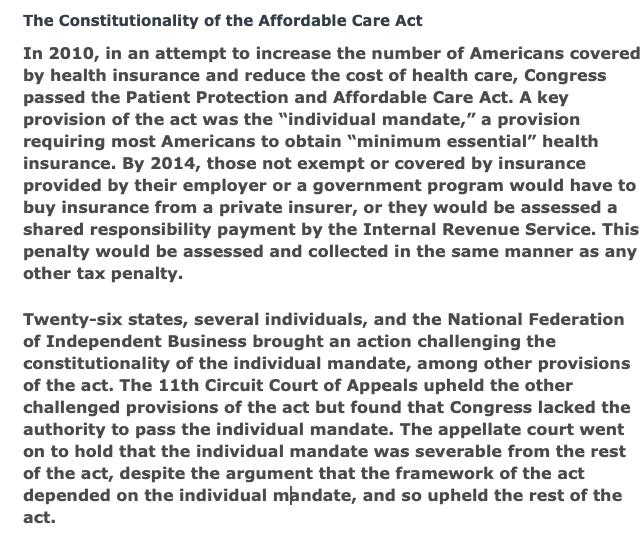 The Constitutionality of the Affordable Care Act In 2010, in an attempt to increase the number of Americans covered by health