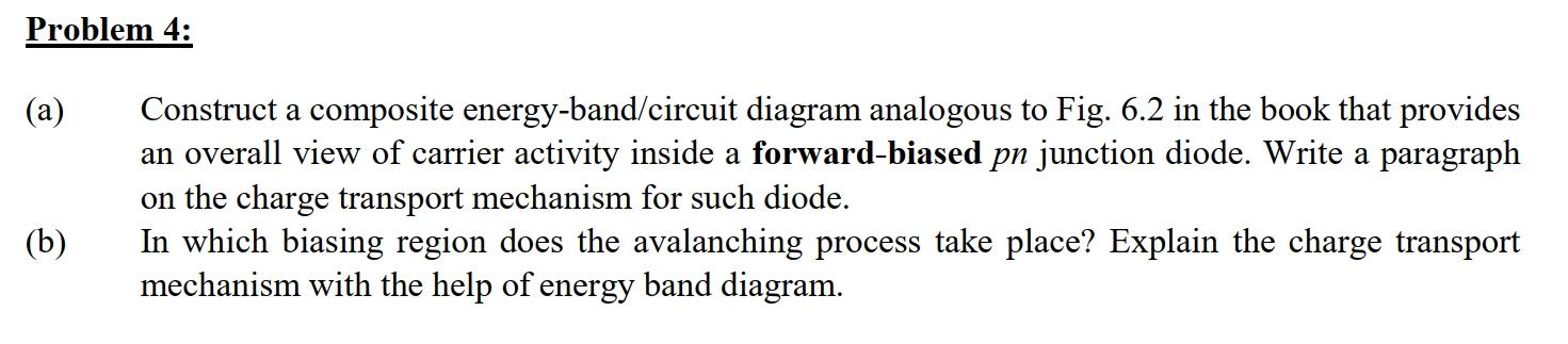 Problem 4: (a) Construct a composite energy-band/circuit diagram analogous to Fig. 6.2 in the book that provides an overall v
