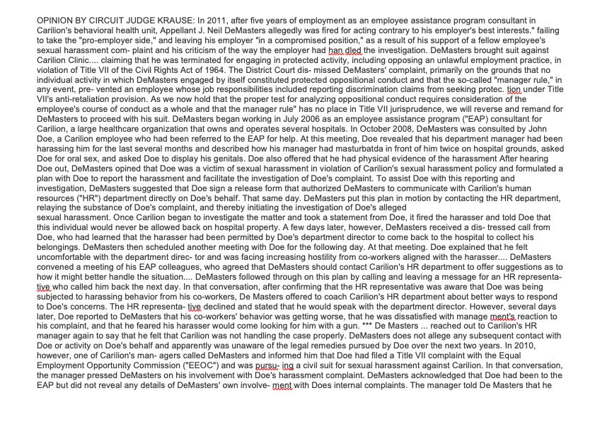 OPINION BY CIRCUIT JUDGE KRAUSE: In 2011, after five years of employment as an employee assistance program consultant in Cari