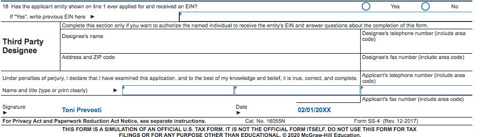 18 Has the applicant entity shown on line 1 ever applied for and received an EIN? c Yes O No If Yes, write previous EIN her