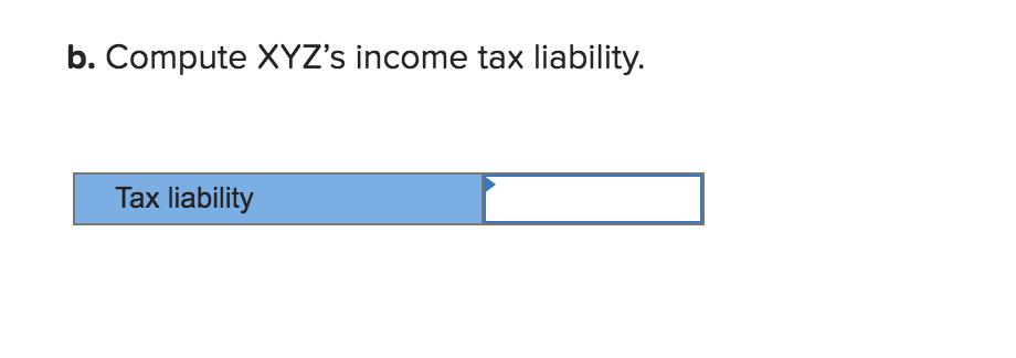 b. Compute XYZs income tax liability. Tax liability