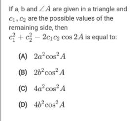 If a, b and ZA are given in a triangle and C1,
