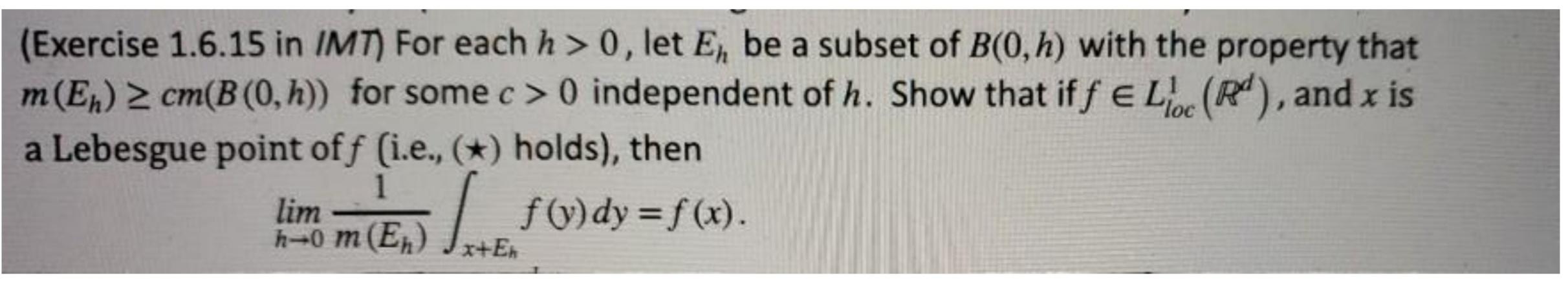 -0 m(E) Jr+E (Exercise 1.6.15 in IMT) For each h > 0,
