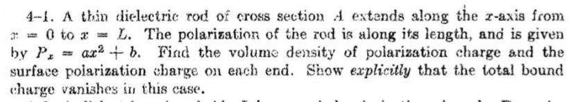 4-1. A thin dielectric rod of cross section A extends along the
