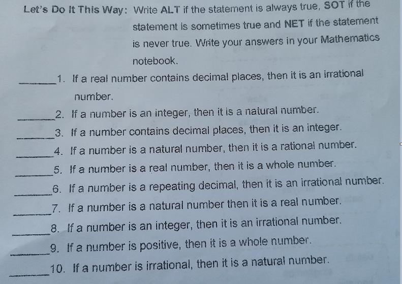 Let's Do It This Way: Write ALT if the statement is always