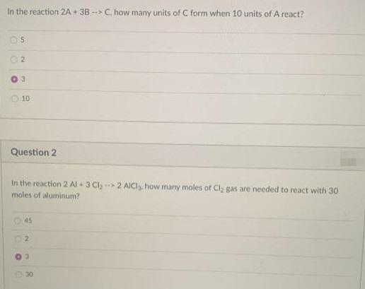 [Solved] In the reaction 2A+ 3B-> C, how many unit | SolutionInn